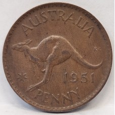 AUSTRALIA 1951 . ONE 1 PENNY . VARIETY . DOUBLE DATE STAMPING